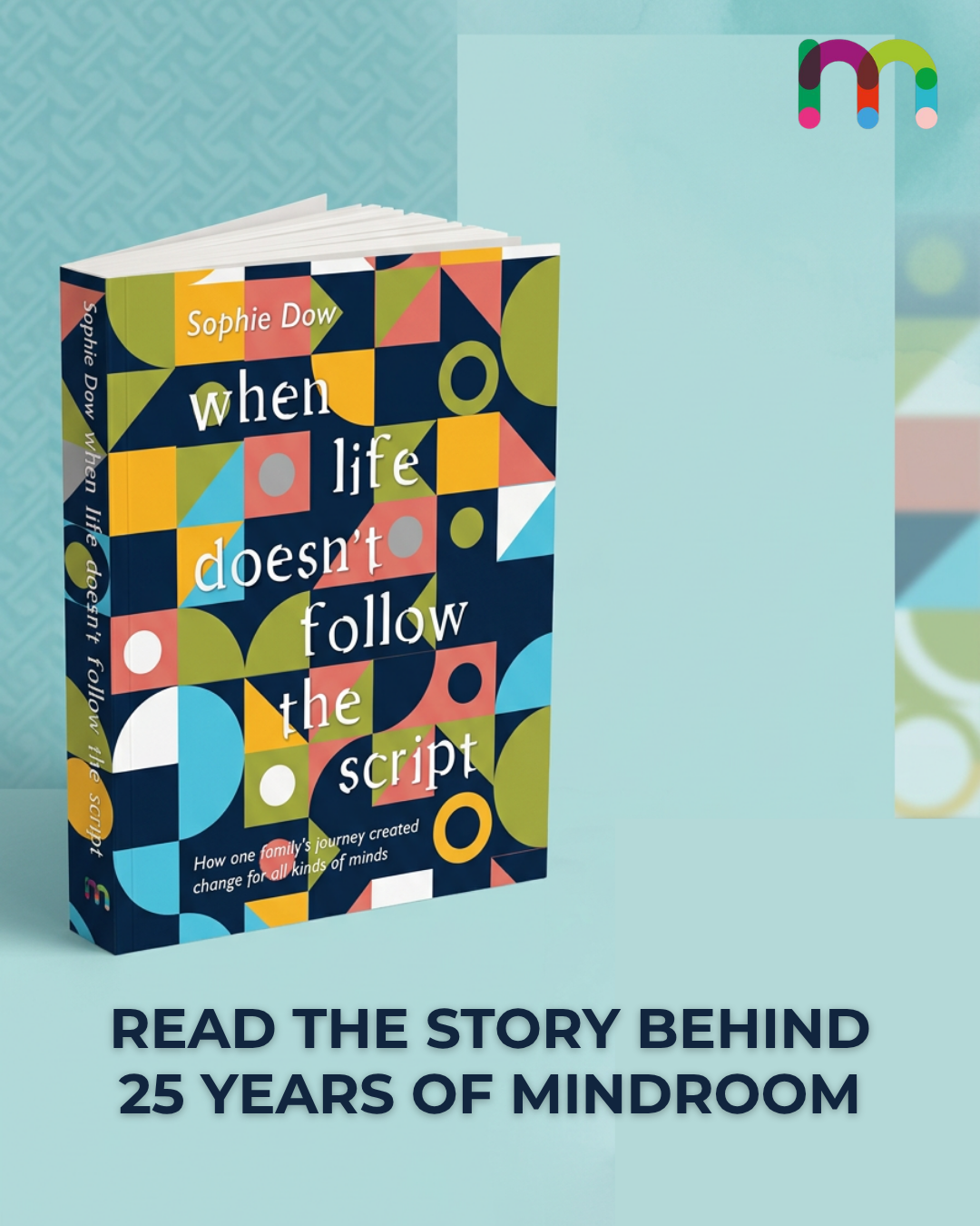 Book cover of When Life Doesn't Follow the Script by Sophie Dow alongside the text "Read the Story Behind 25 Years of Mindroom".